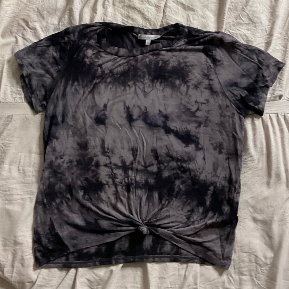 Black & Gray Tye Dye Crew Neck Crop Top | Charlotte Russe